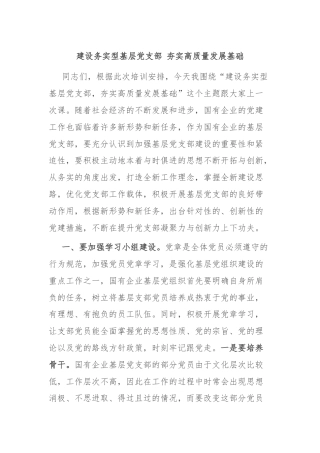 建设务实型基层党支部 夯实高质量发展基础