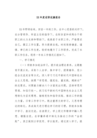 XX年度述职述廉报告