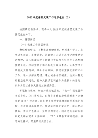 2023年度基层党建工作述职报告（3）