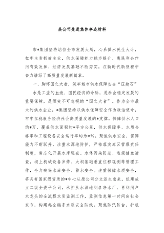 某公司先进集体事迹材料