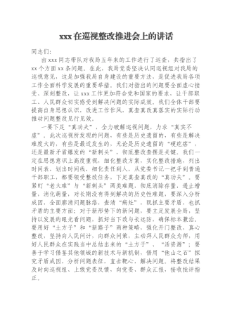 xxx在巡视整改推进会上的讲话