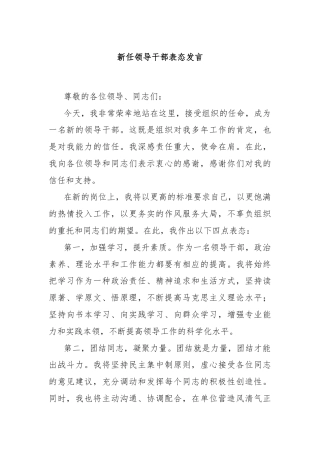 新任领导干部表态发言