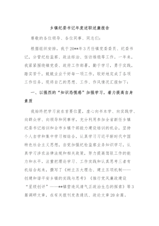 乡镇纪委书记年度述职述廉报告