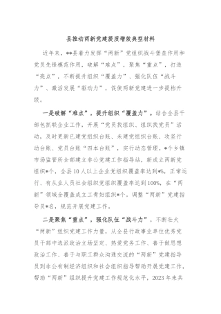 县推动两新党建提质增效典型材料