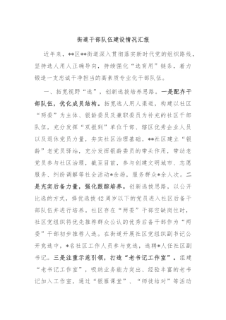 街道干部队伍建设情况汇报