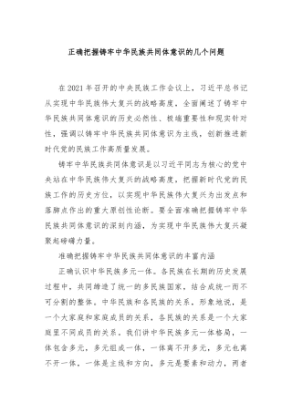 正确把握铸牢中华民族共同体意识的几个问题