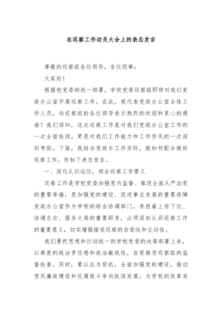 在巡察工作动员大会上的表态发言