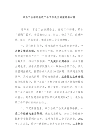 市总工会推进县级工会工作提升典型经验材料