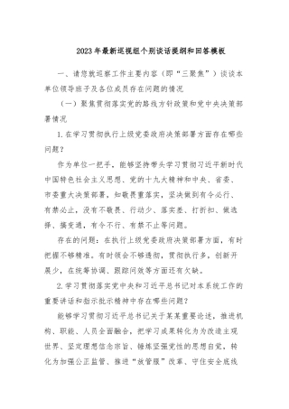 2023年最新巡视组个别谈话提纲和回答模板