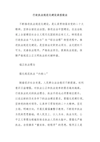 行政执法规范化建设典型做法