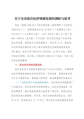 关于全市低空经济领域发展的调研与思考