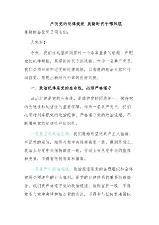 2024严明党的纪律规矩展新时代干部风貌PPT党政风党纪学习教育课件(讲稿)