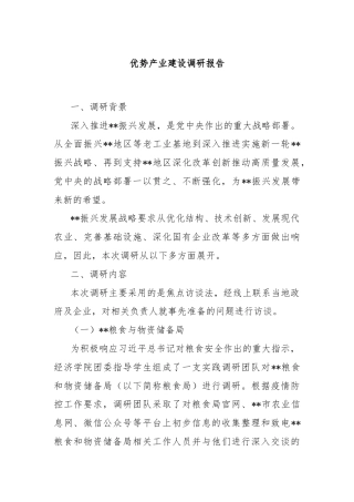 优势产业建设调研报告
