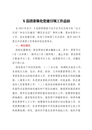X县团委强化党建引领工作总结