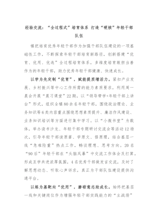 经验交流：“全过程式”培育体系 打造“硬核”年轻干部队伍