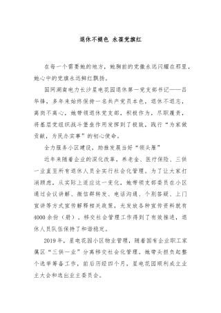退休不褪色 永葆党旗红