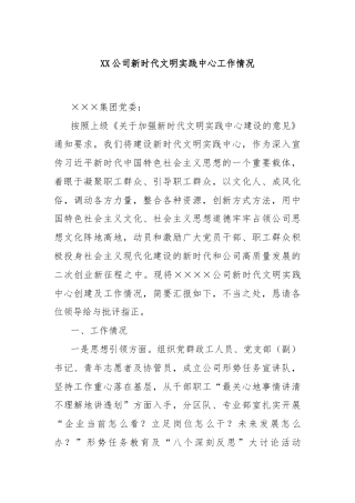 XX公司新时代文明实践中心工作情况