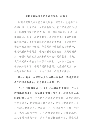 在新晋副科职干部任前谈话会上的讲话