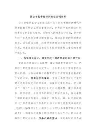 国企年轻干部培训典型案例材料