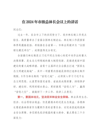 在2024年市级总林长会议上的讲话