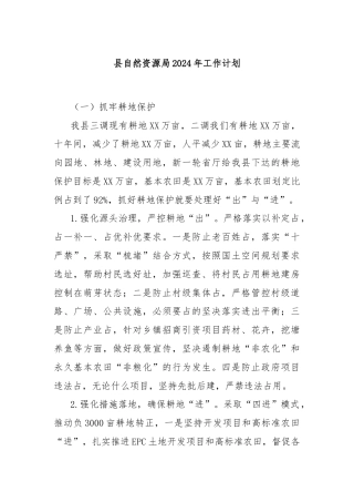 县自然资源局2024年工作计划