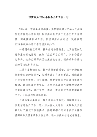 市商务局2024年政务公开工作计划