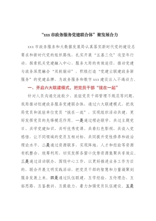 典型材料：“xxx市政务服务党建联合体”聚发展合力