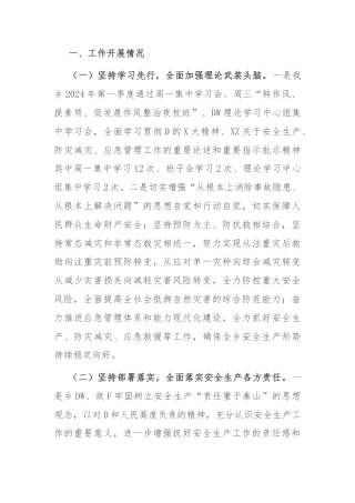 乡2024年上半年安全生产工作总结