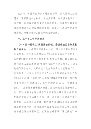 县司法局2024年上半年工作总结及下半年工作安排