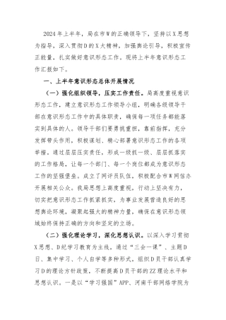 局2024年上半年意识形态分析研判报告