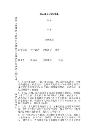 谈心谈话记录(表格)
