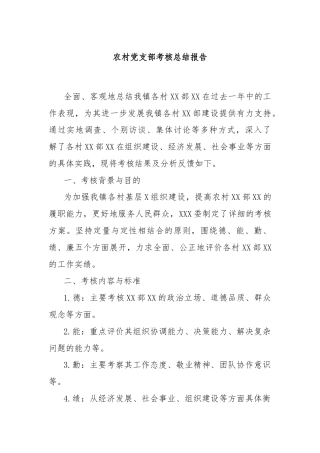 农村党支部考核总结报告