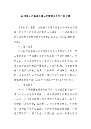 XX市新业态新就业群体党建集中攻坚行动方案