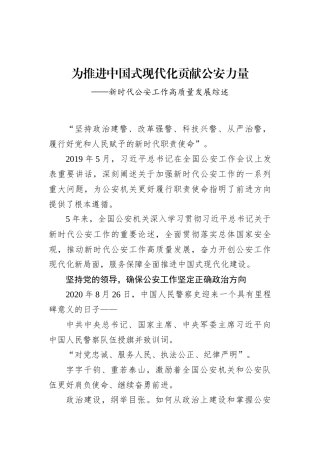 为推进中国式现代化贡献公安力量