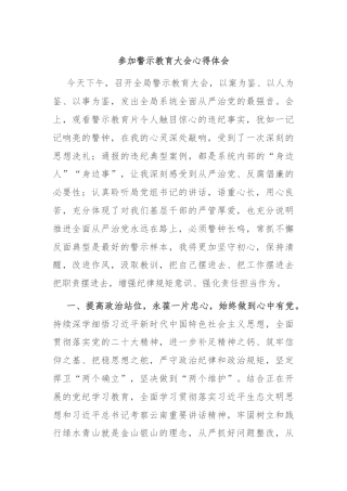 参加警示教育大会心得体会