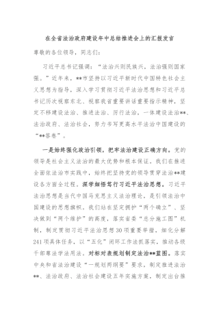 在全省法治政府建设年中总结推进会上的汇报发言