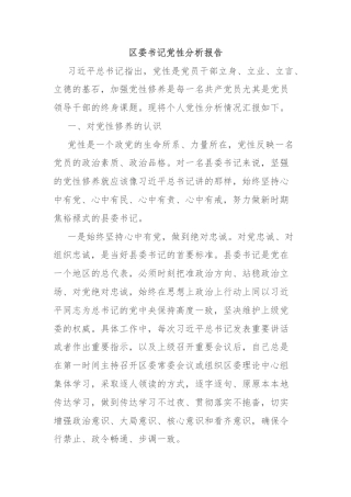 区委书记党性分析报告