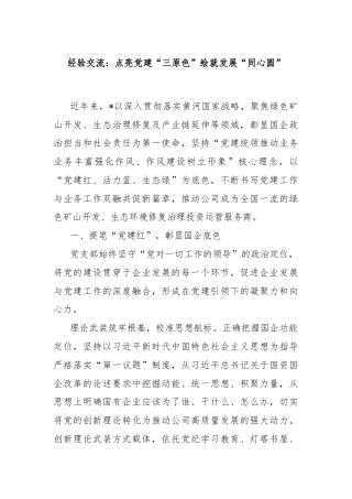 经验交流：点亮党建“三原色”绘就发展“同心圆”