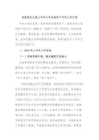 县政府办公室上半年工作总结和下半年工作计划