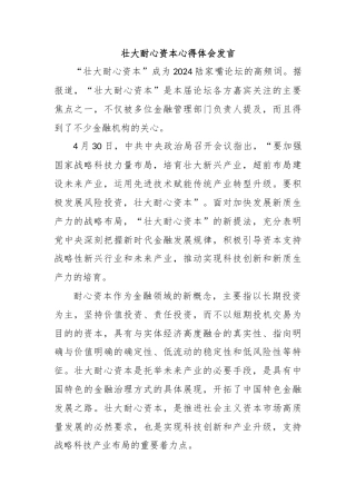 壮大耐心资本心得体会发言