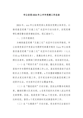 市公安局2024年上半年党建工作总结