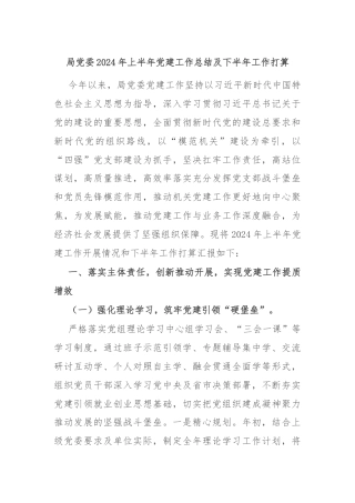 局党委2024年上半年党建工作总结及下半年工作打算