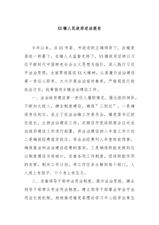 XX镇人民政府述法报告