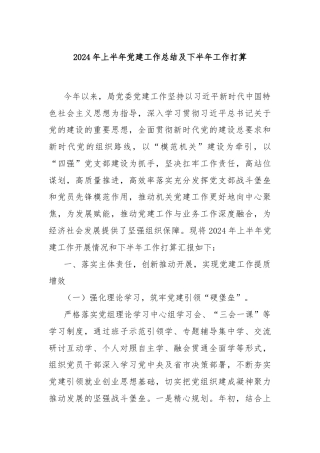 2024年上半年党建工作总结及下半年工作打算