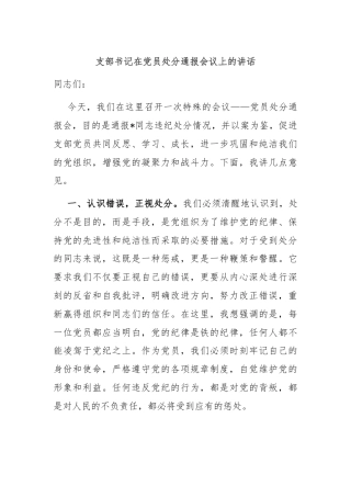 支部书记在党员处分通报会议上的讲话