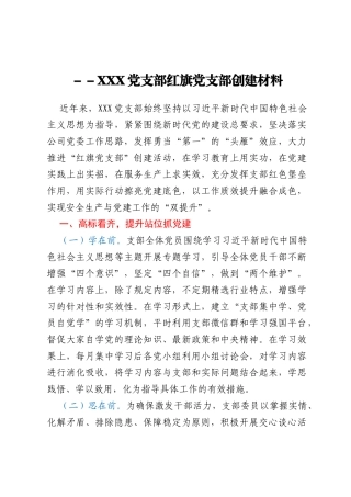 XXX党支部红旗党支部创建材料