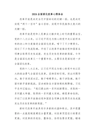 2024全面深化改革心得体会