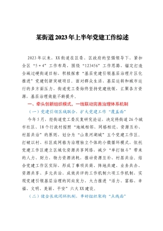 某街道2023年上半年党建工作综述