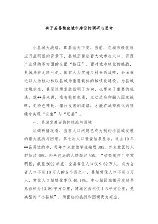 关于某县精致城市建设的调研与思考
