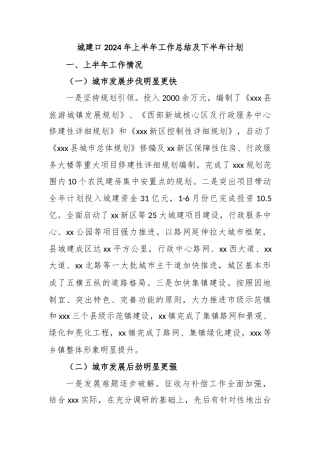 城建口2024年上半年工作总结及下半年计划